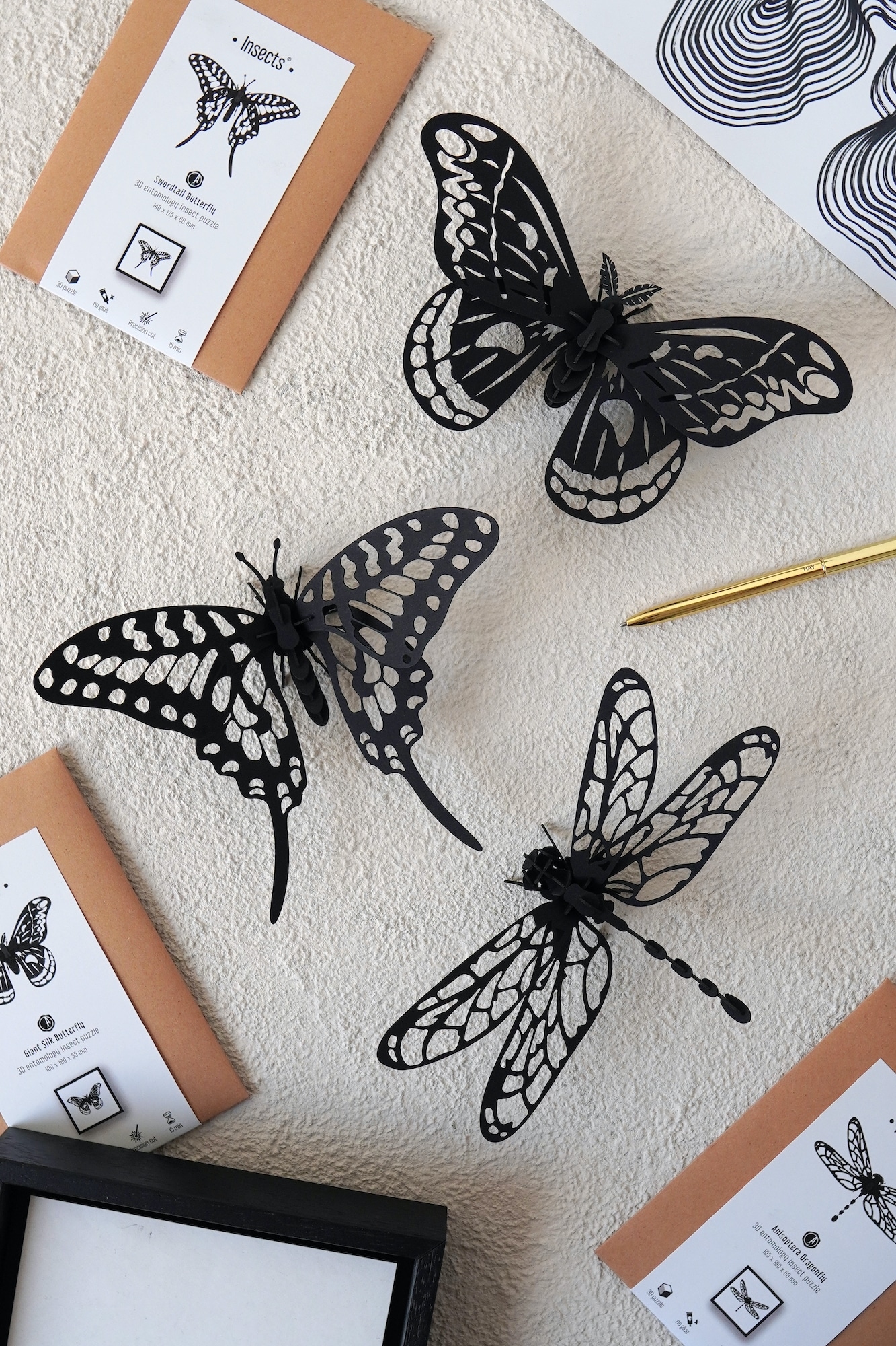 Paper Butterfly set all black - Image 2