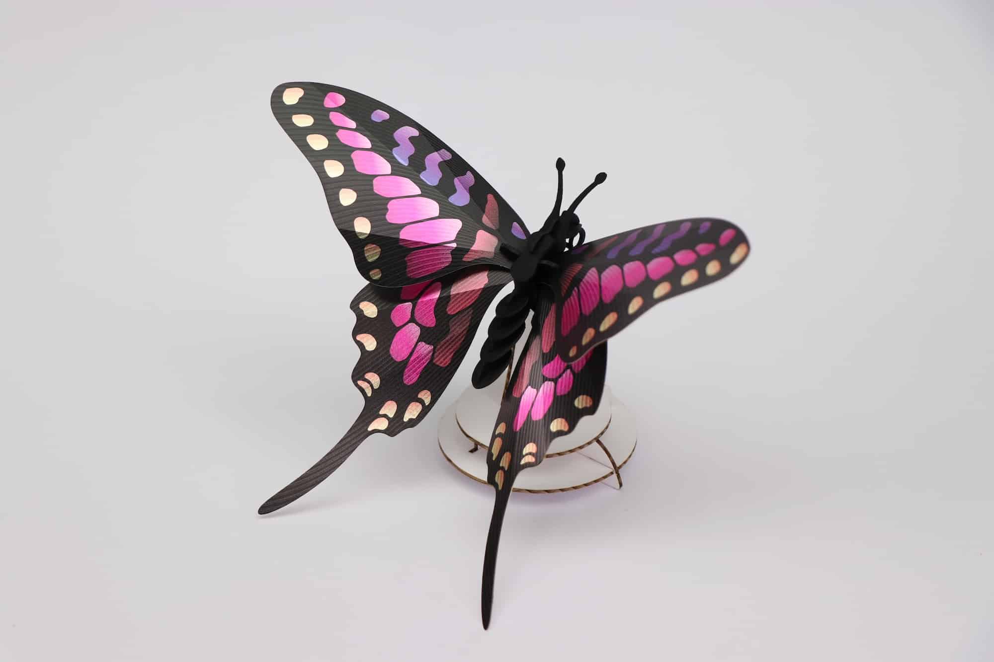 Assembli common swordtail butterfly on stand