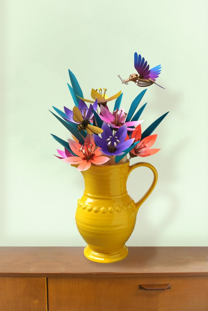 Assembli Leaves Template vase w: background